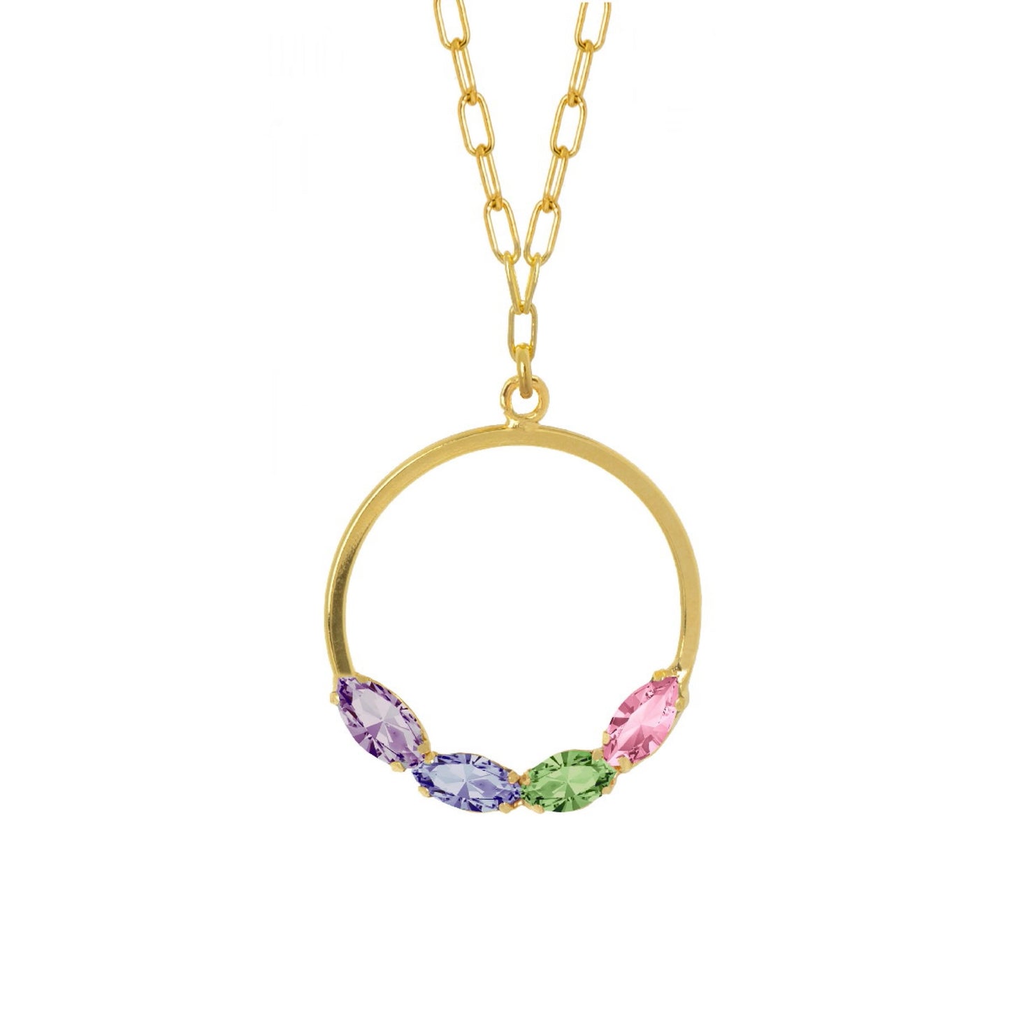 Sterling Silver Short necklace circle multicolor crystal from Belle