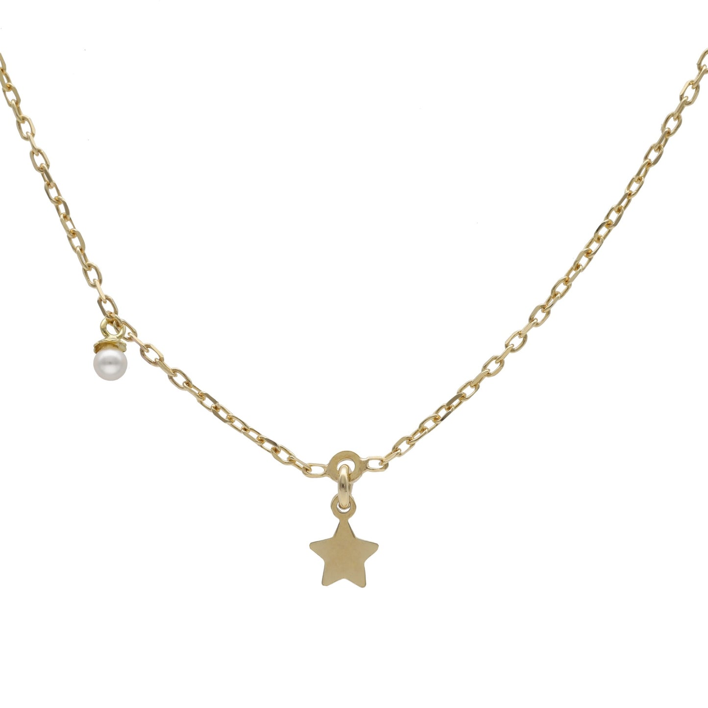 Gold plated Sterling Silver Short necklace star pearl from Alice