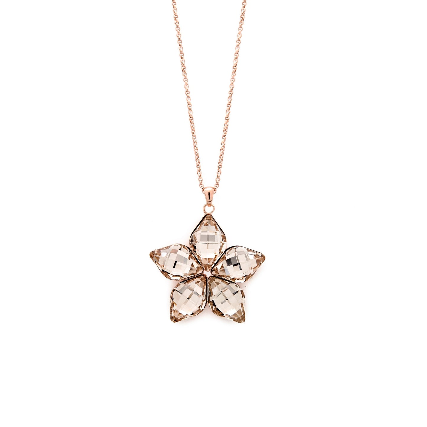 Rose Gold plated Sterling Silver Long necklace star crystal from Luxury