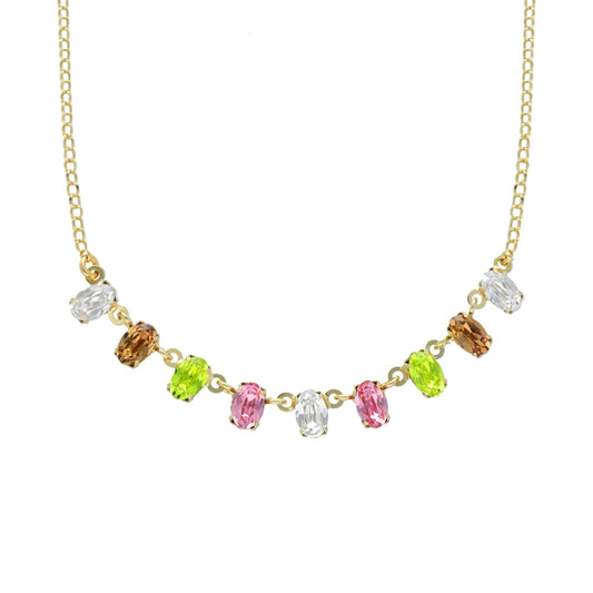 Sterling Silver Short necklace oval multicolor crystal from Alyssa