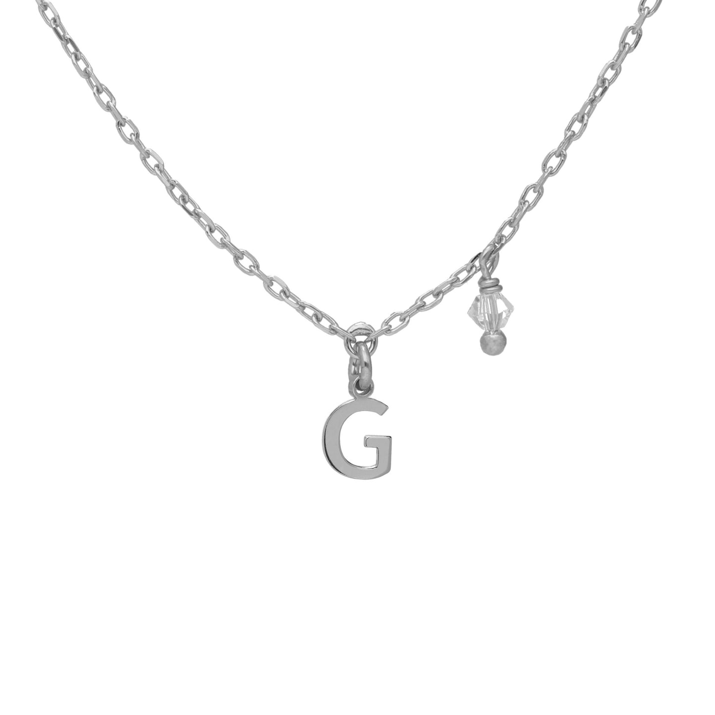 Rhodium Plated Sterling Silver Short necklace letter white crystal from Thename