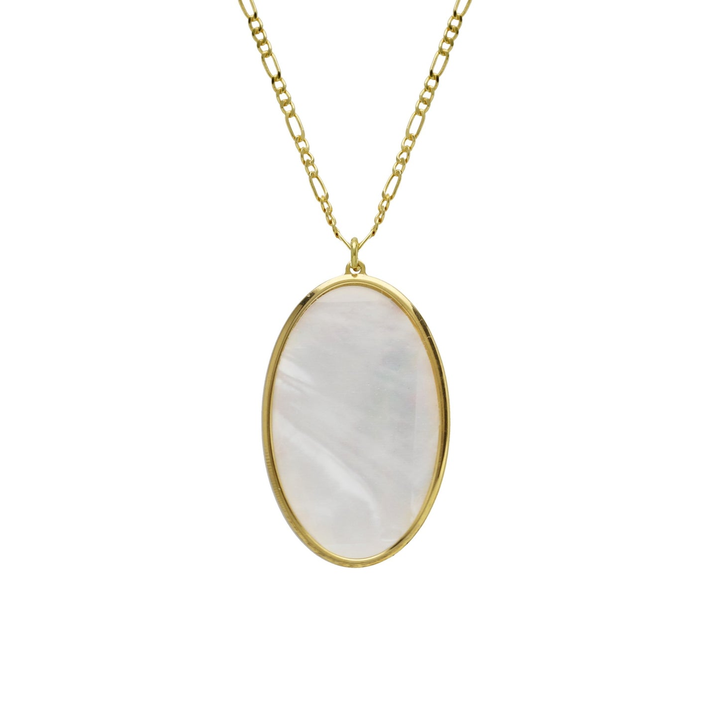 Gold plated Sterling Silver Short necklace oval mother of pearl from Soulquest