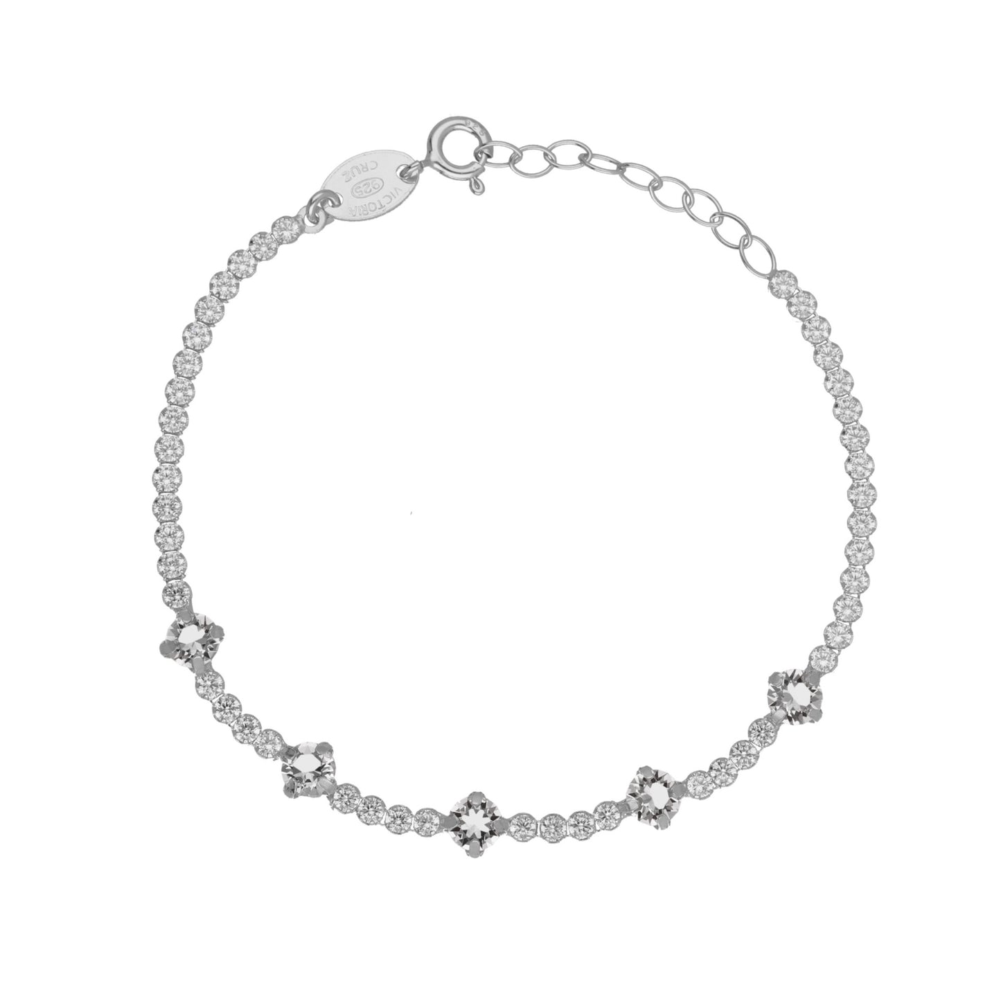 Pulsera cristal blanco en Plata de Halo