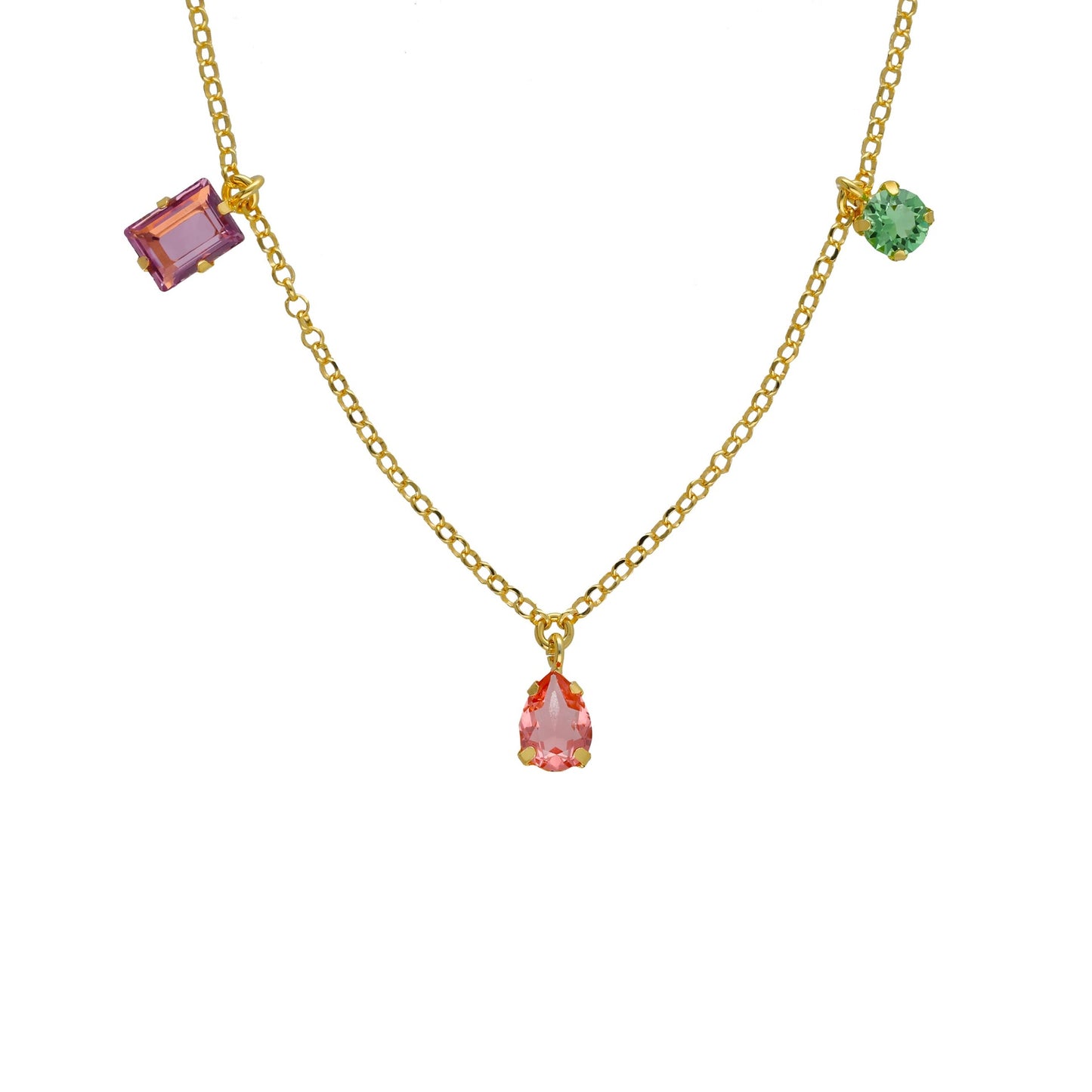 Sterling Silver Short necklace multicolor crystal from Bay