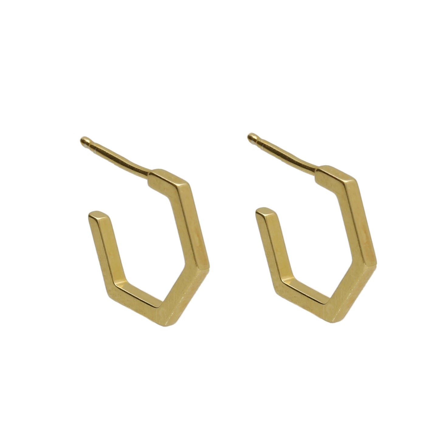 Gold plated Sterling Silver Hoop earrings hexagonal from Honey