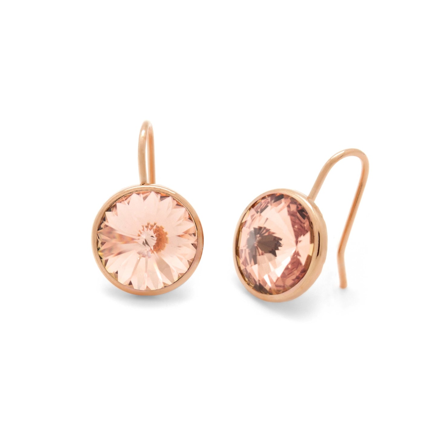 Rose Gold plated Sterling Silver Short earrings 11,5mm circle crystal from Basic