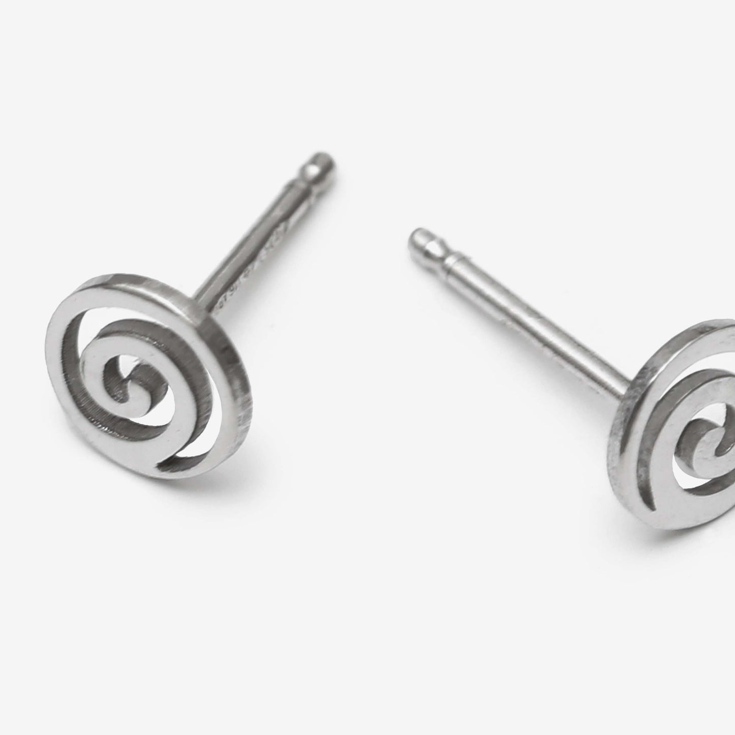 Rhodium Plated Sterling Silver Stud earrings spiral from Bliss