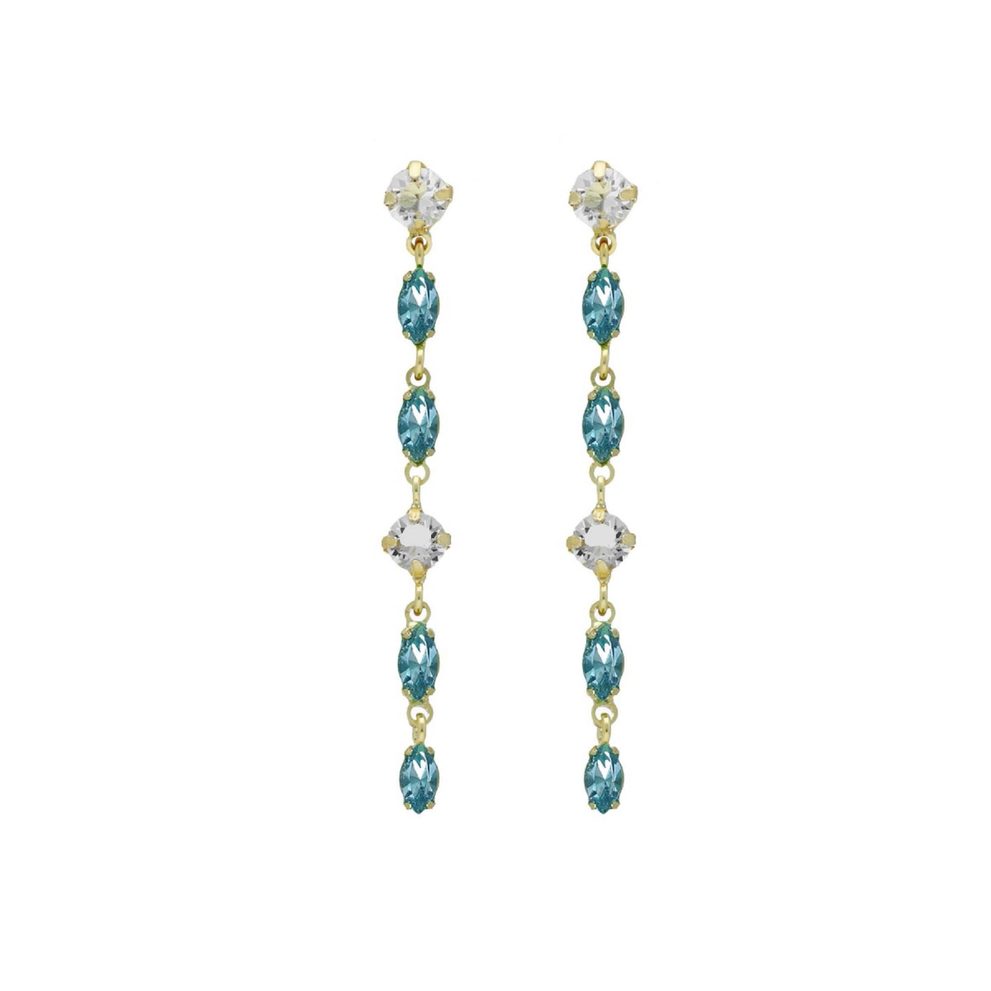 Gold plated Sterling Silver Long earrings crystal from Maisie