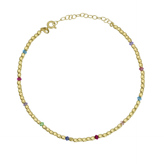 Sterling Silver Anklet multicolor crystal