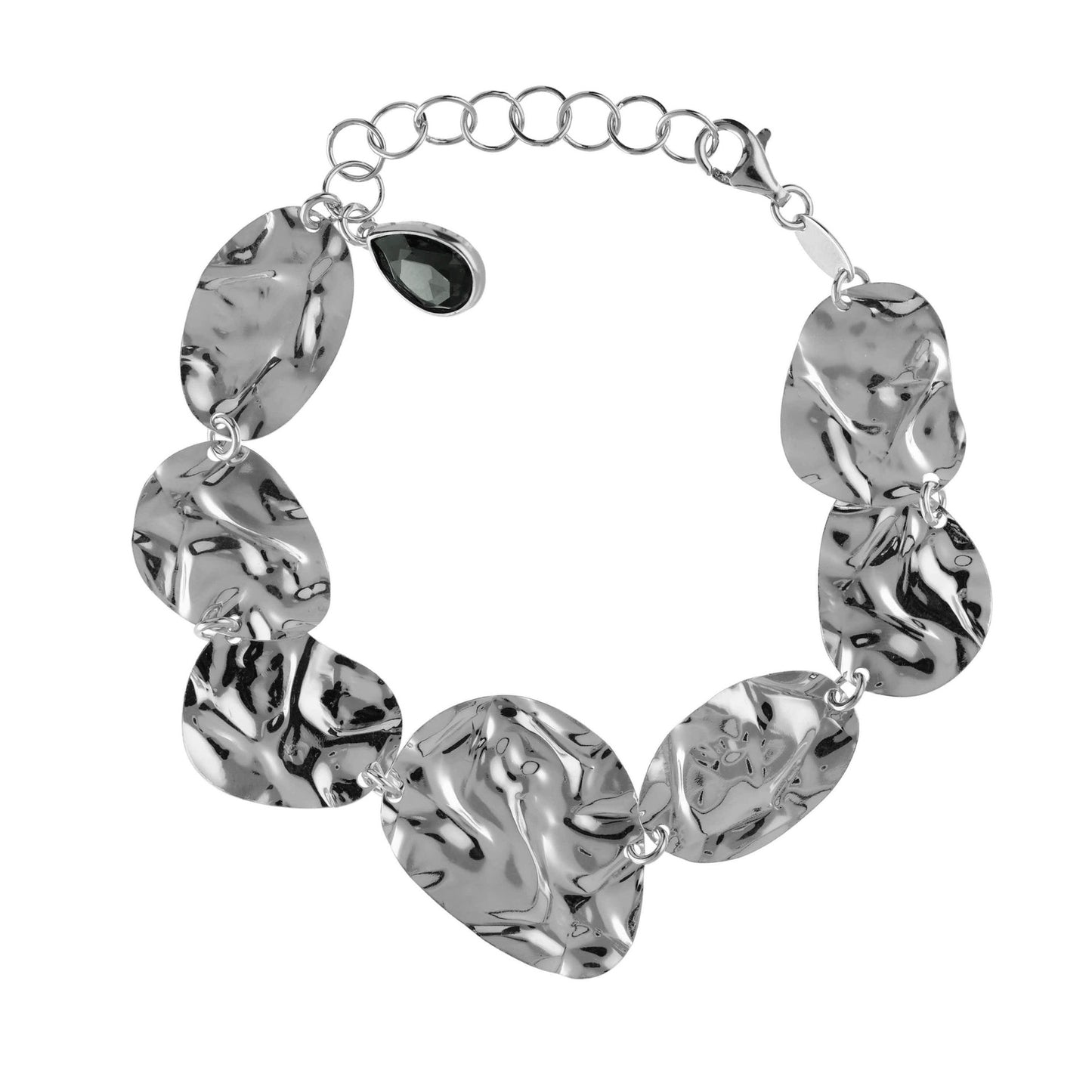 Rhodium Plated Sterling Silver Bracelet gray crystal from Fullness