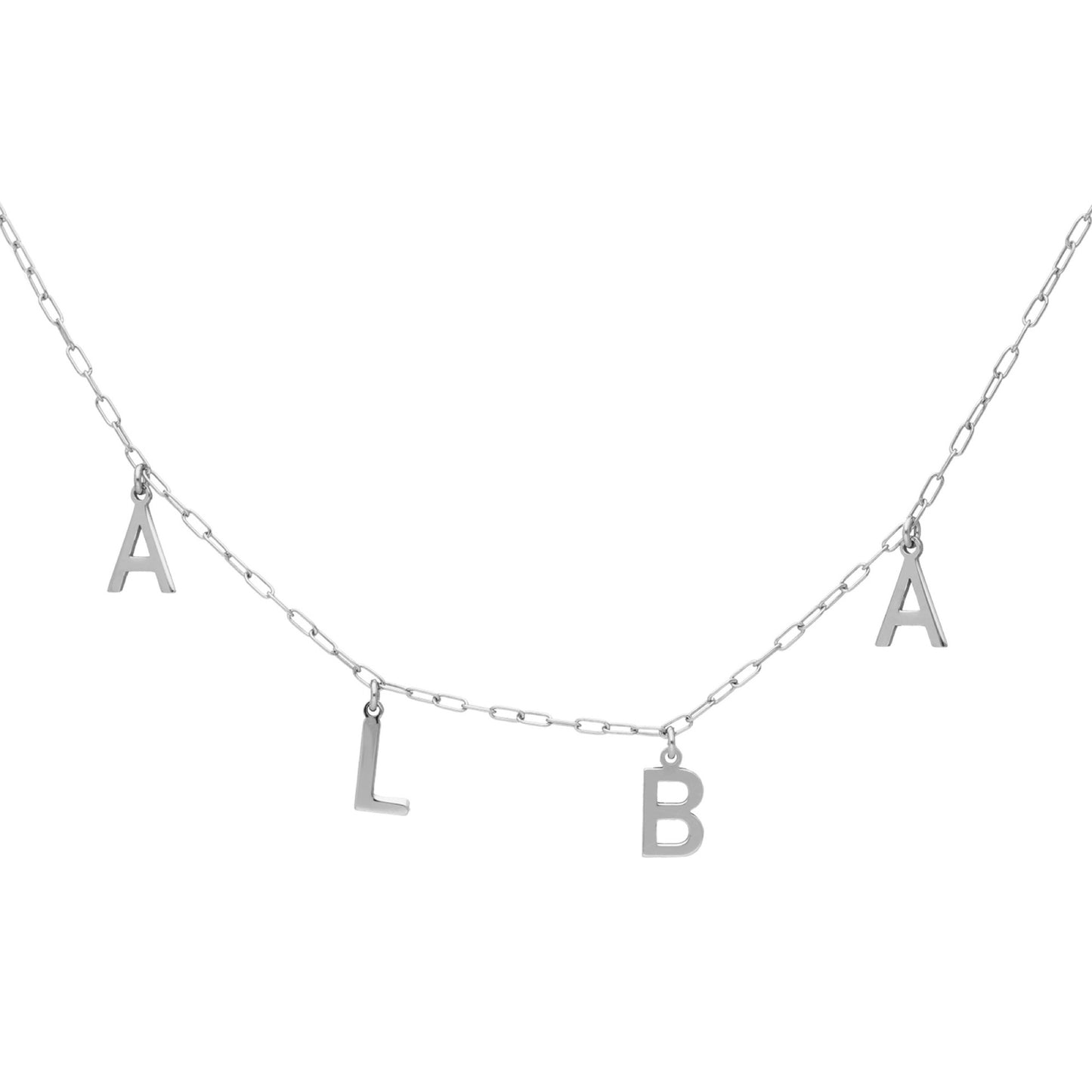 Sterling Silver Personalized collar letter white