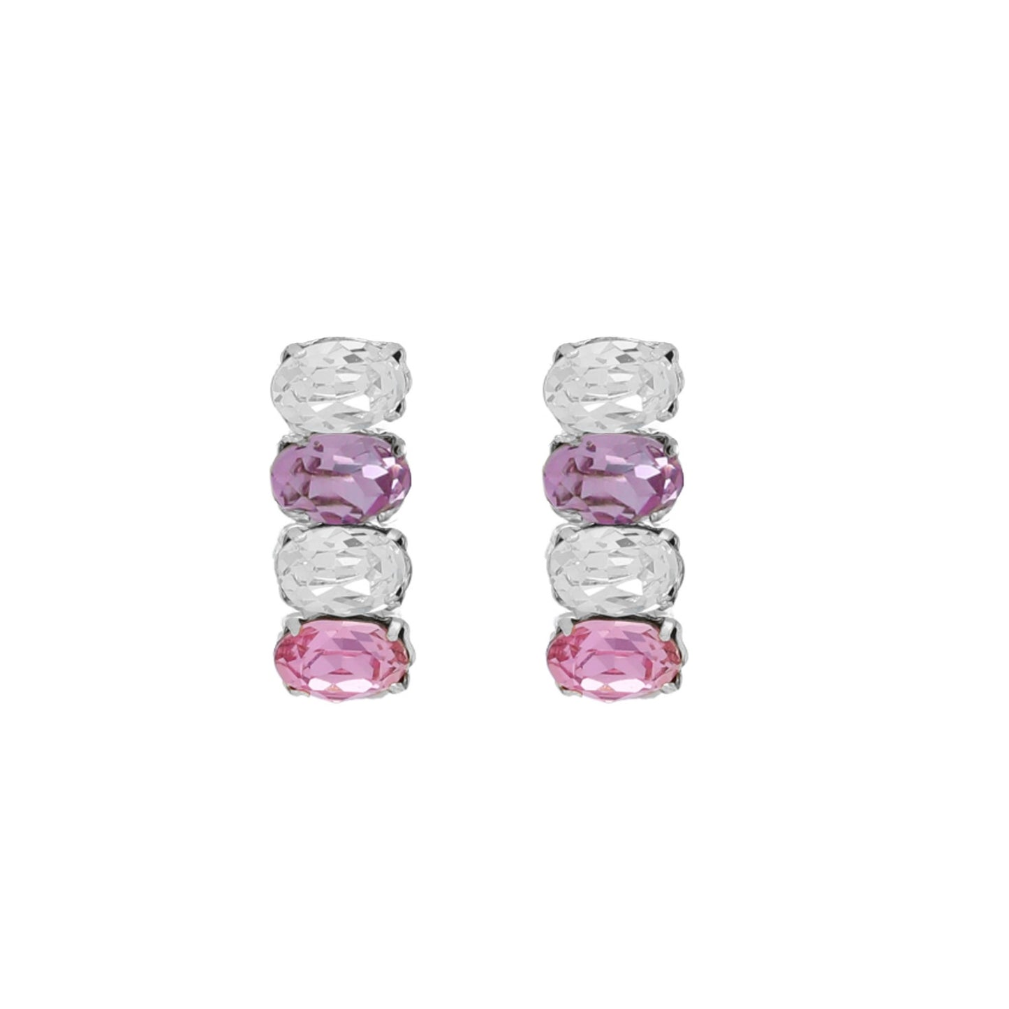 Sterling Silver Short earrings oval multicolor crystal from Alyssa