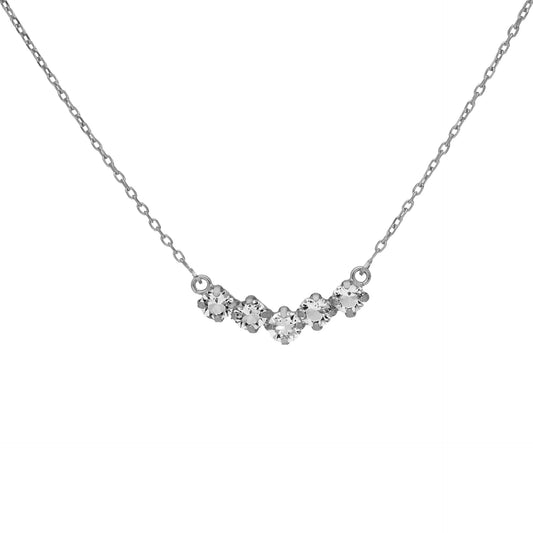 Rhodium Plated Sterling Silver Short necklace white crystal from Jade