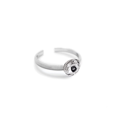 Rhodium Plated Sterling Silver Adjustable ring circle white crystal from Kids