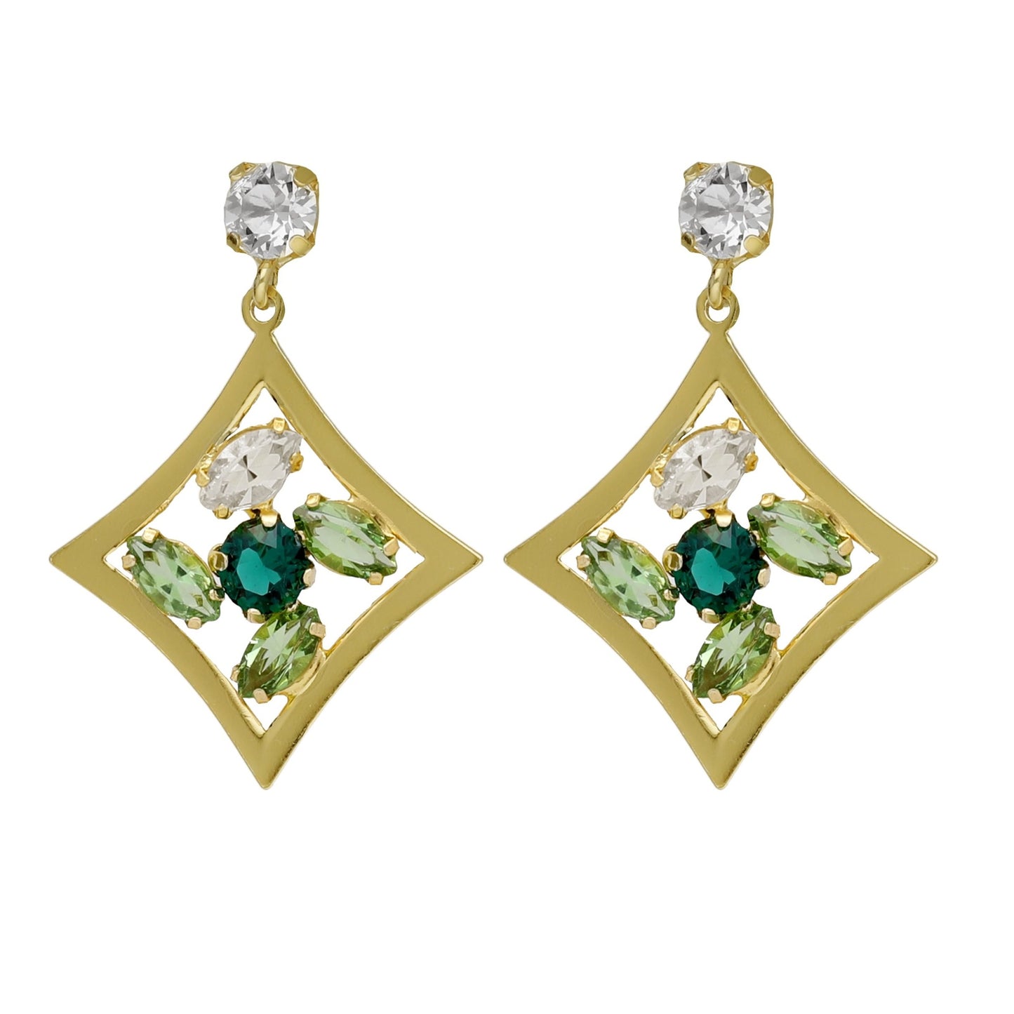 Gold plated Sterling Silver Long earrings luck crystal from Paris