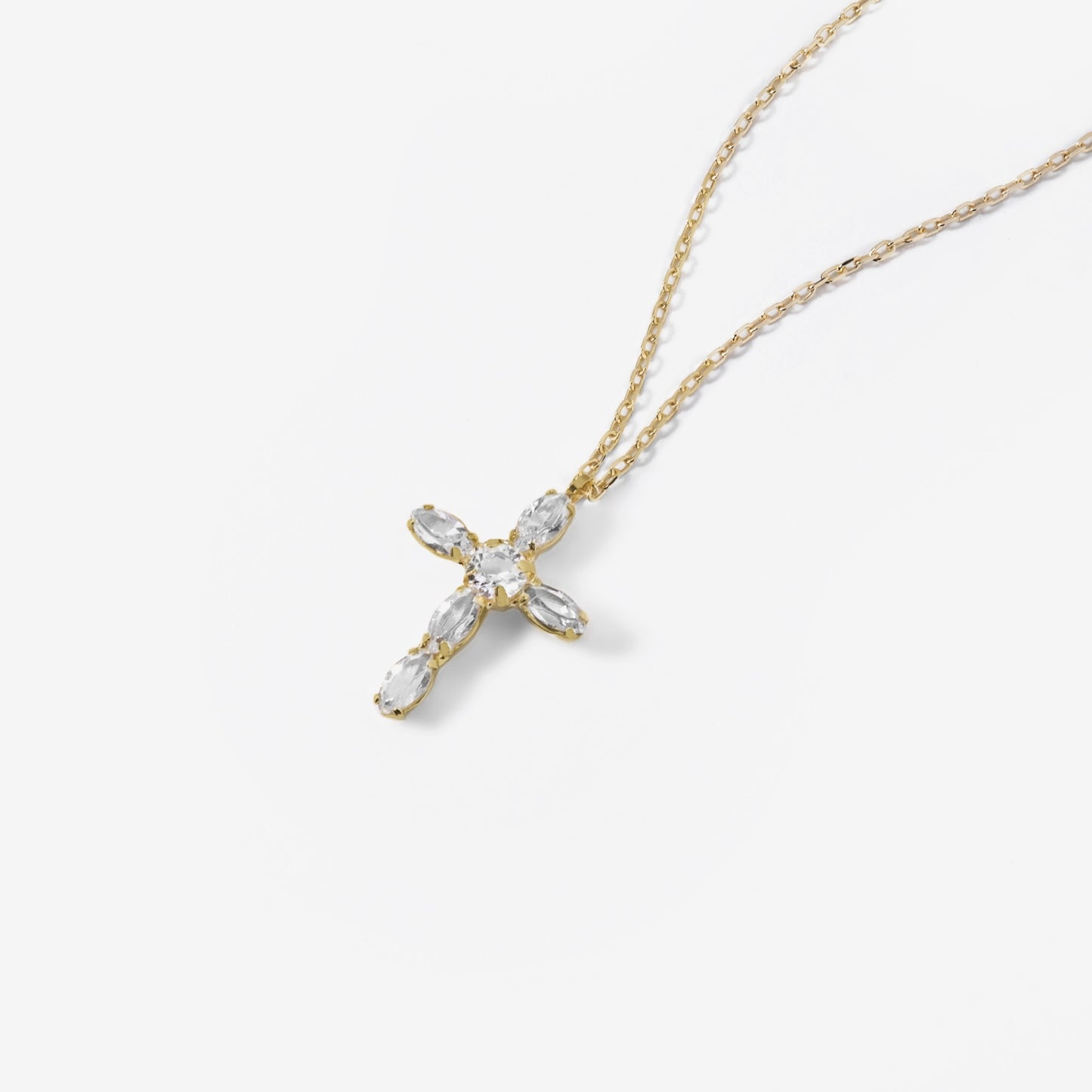 Gold plated Sterling Silver Short necklace cross crystal from Arisa