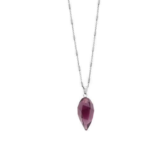 Rhodium Plated Sterling Silver Short necklace purple crystal from Luxury