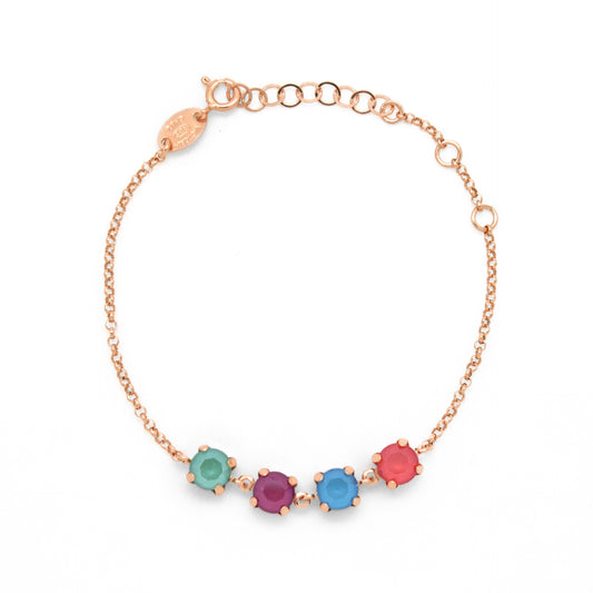 Pulsera círculo cristal multicolor en Plata baño Oro Rosa de Aura