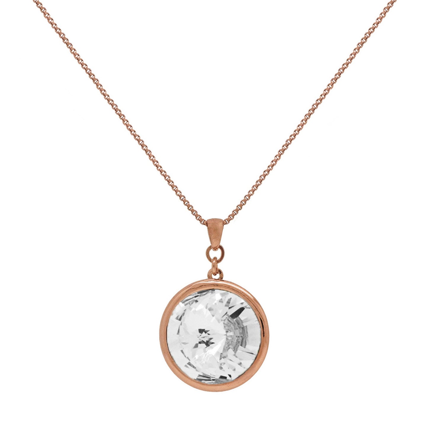 Rose Gold plated Sterling Silver Short necklace 18mm crystal from Basic