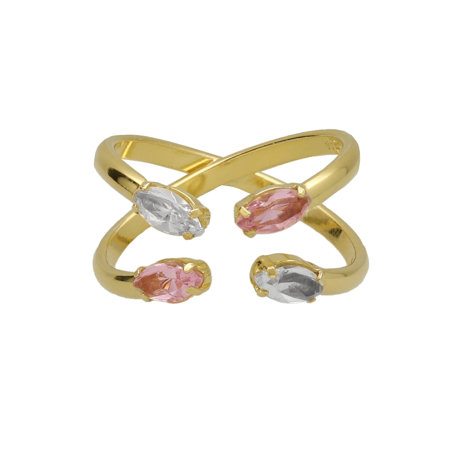 Gold plated Sterling Silver Adjustable ring crystal from Paris