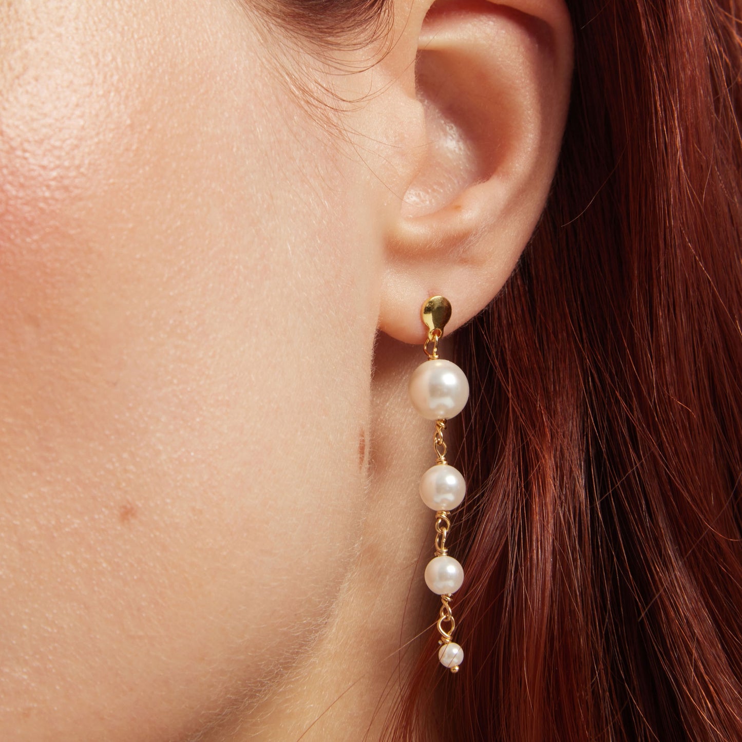 Long earrings with pearl in silver from Aurore