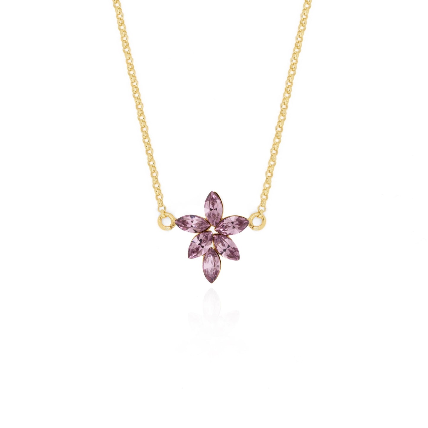 Gold plated Sterling Silver Short necklace flower crystal from Snowflake