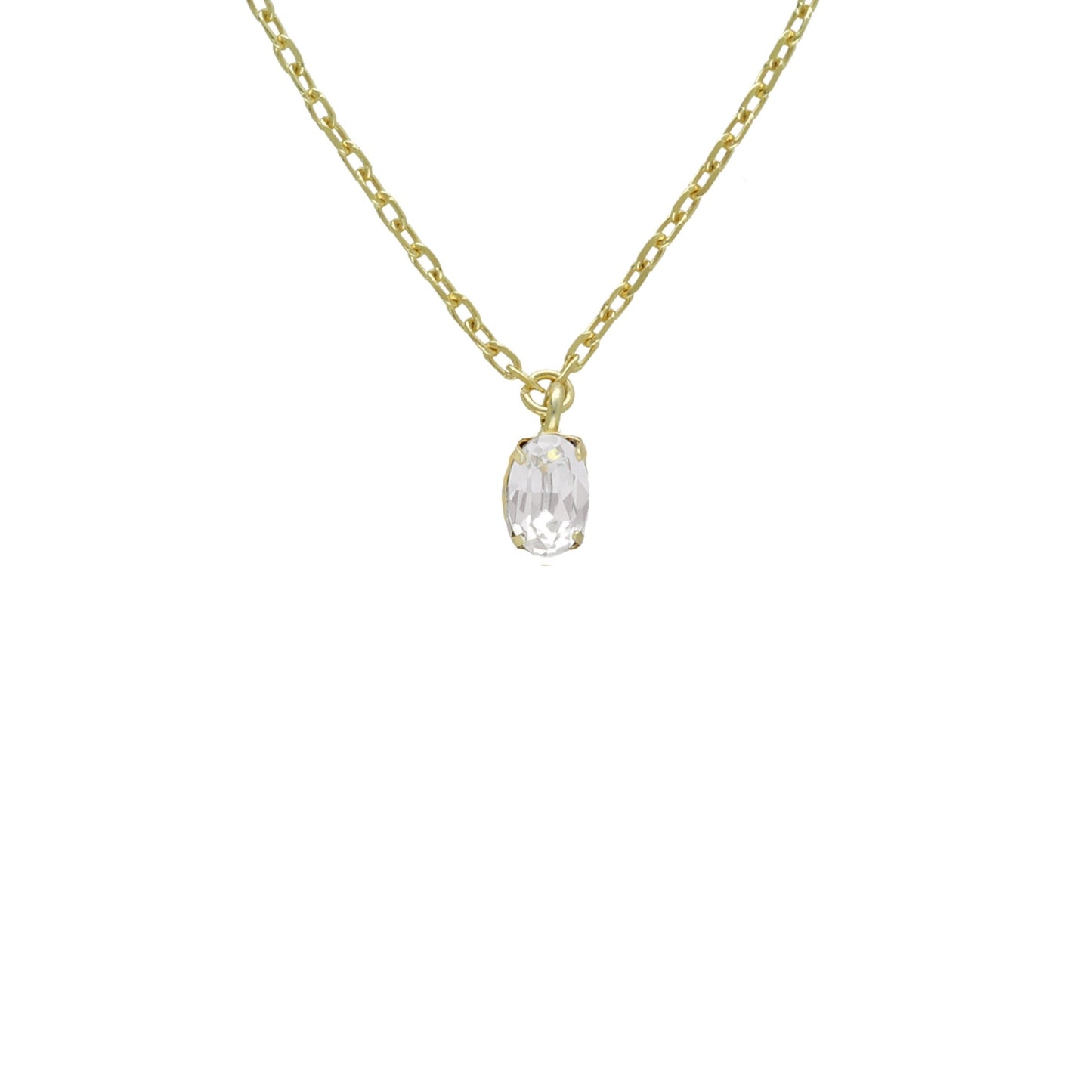 Gold plated Sterling Silver Short necklace oval crystal from Gemma