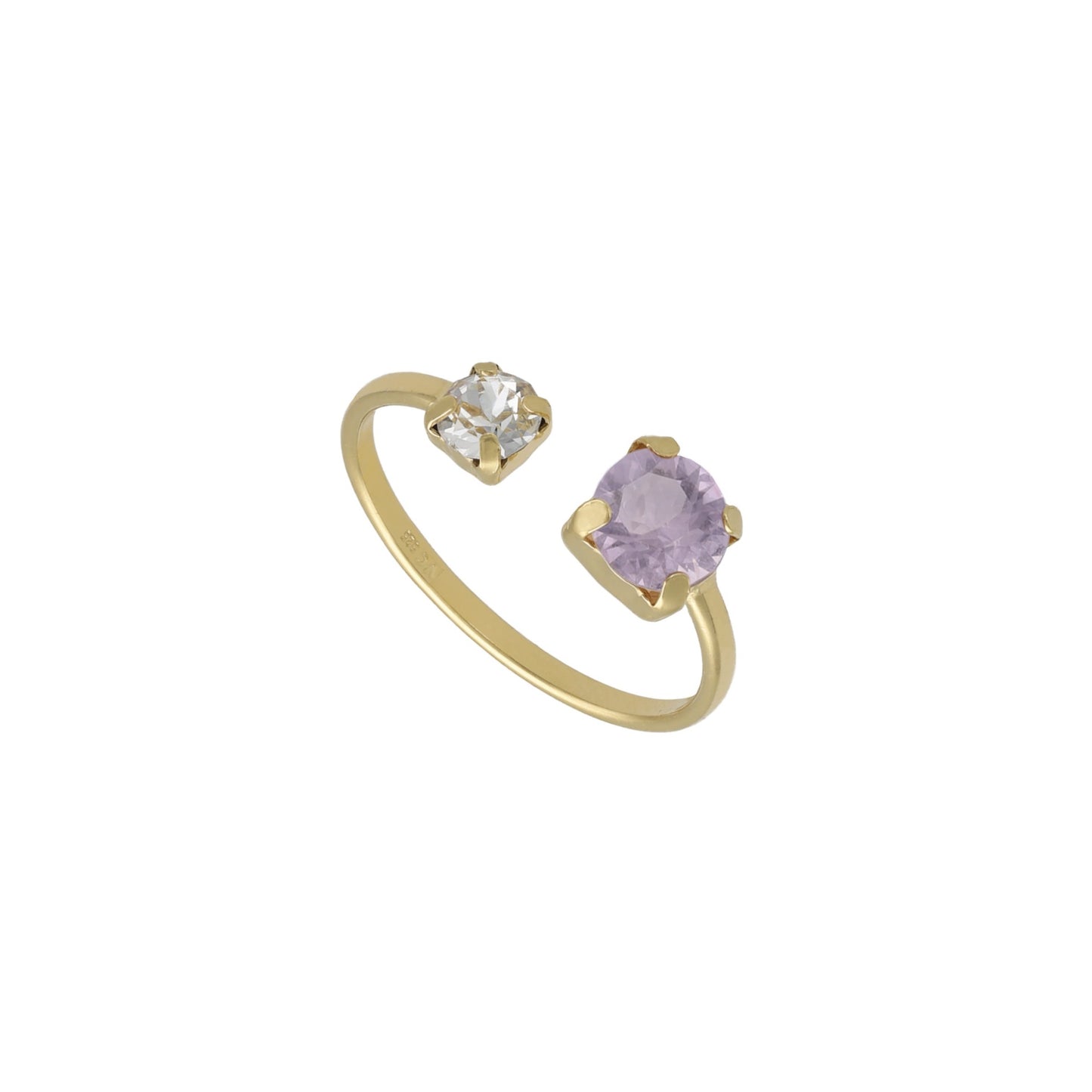 Gold plated Sterling Silver Adjustable ring crystal from Jasmine