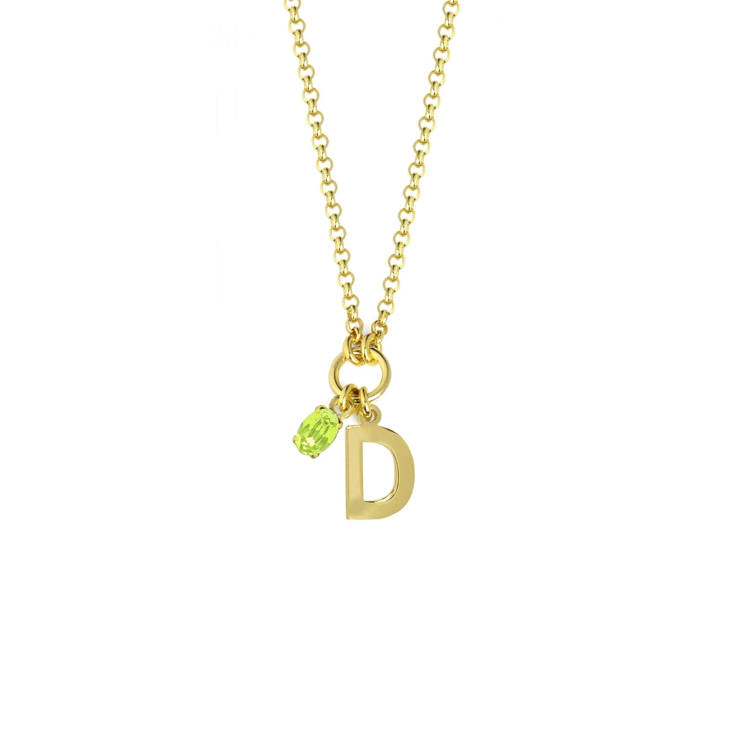 Gold plated Sterling Silver Short necklace letter green crystal from Initiale