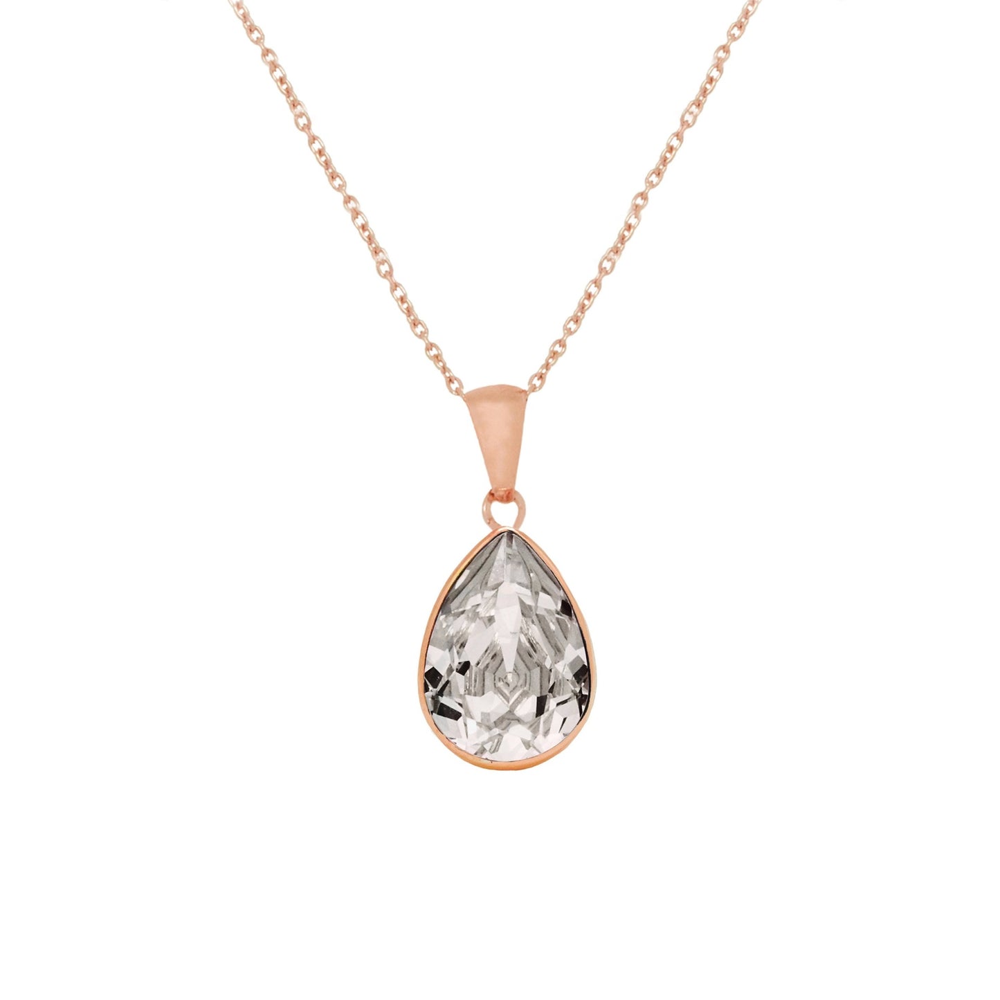 Rose Gold plated Sterling Silver Short necklace drop crystal from Essential