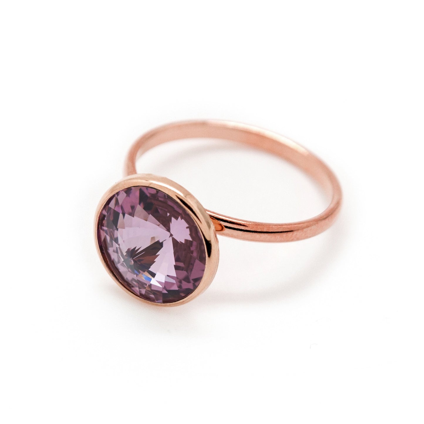 Rose Gold plated Sterling Silver Ring 11,5mm circle crystal from Basic