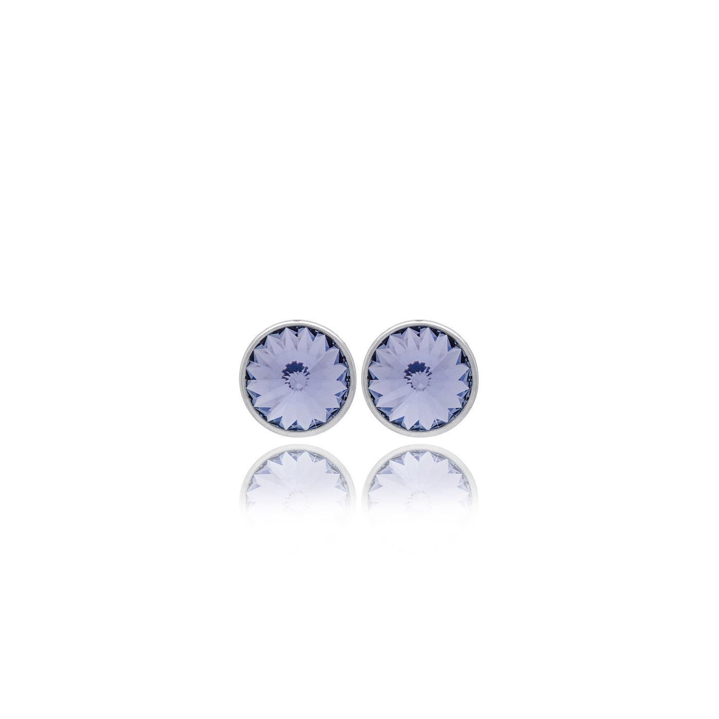 Rhodium Plated Sterling Silver Stud earrings 11,5mm circle crystal from Basic