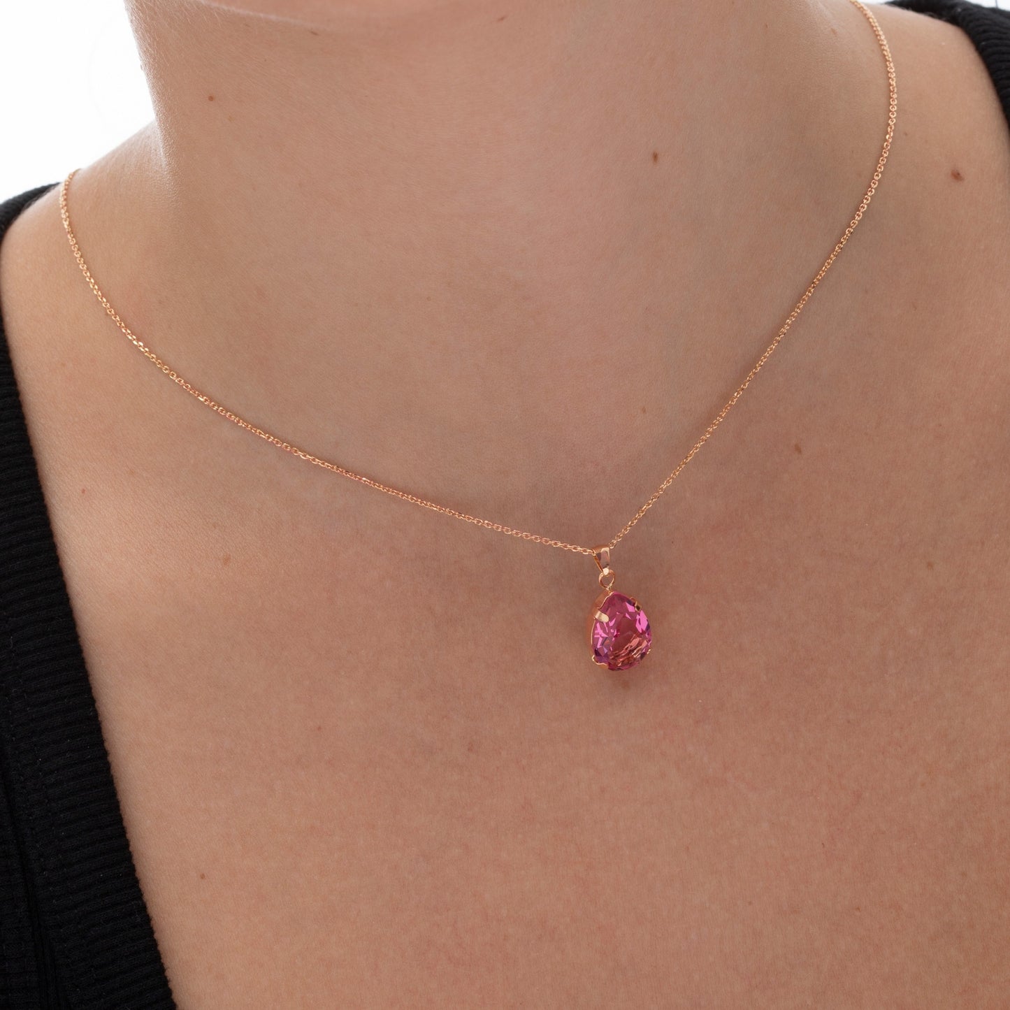 Rose Gold plated Sterling Silver Short necklace drop crystal from Louis