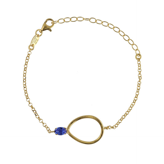 Pulsera cristal azul en Plata baño Oro de Prisme