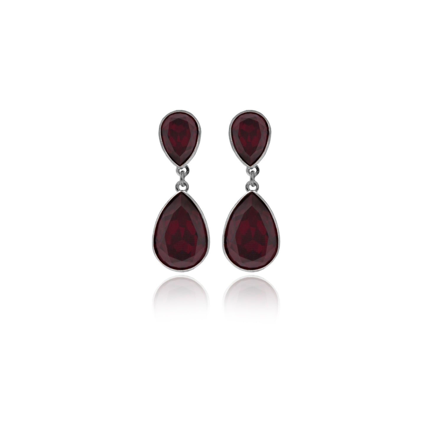 Rhodium Plated Sterling Silver Long earrings drop crystal from Essential