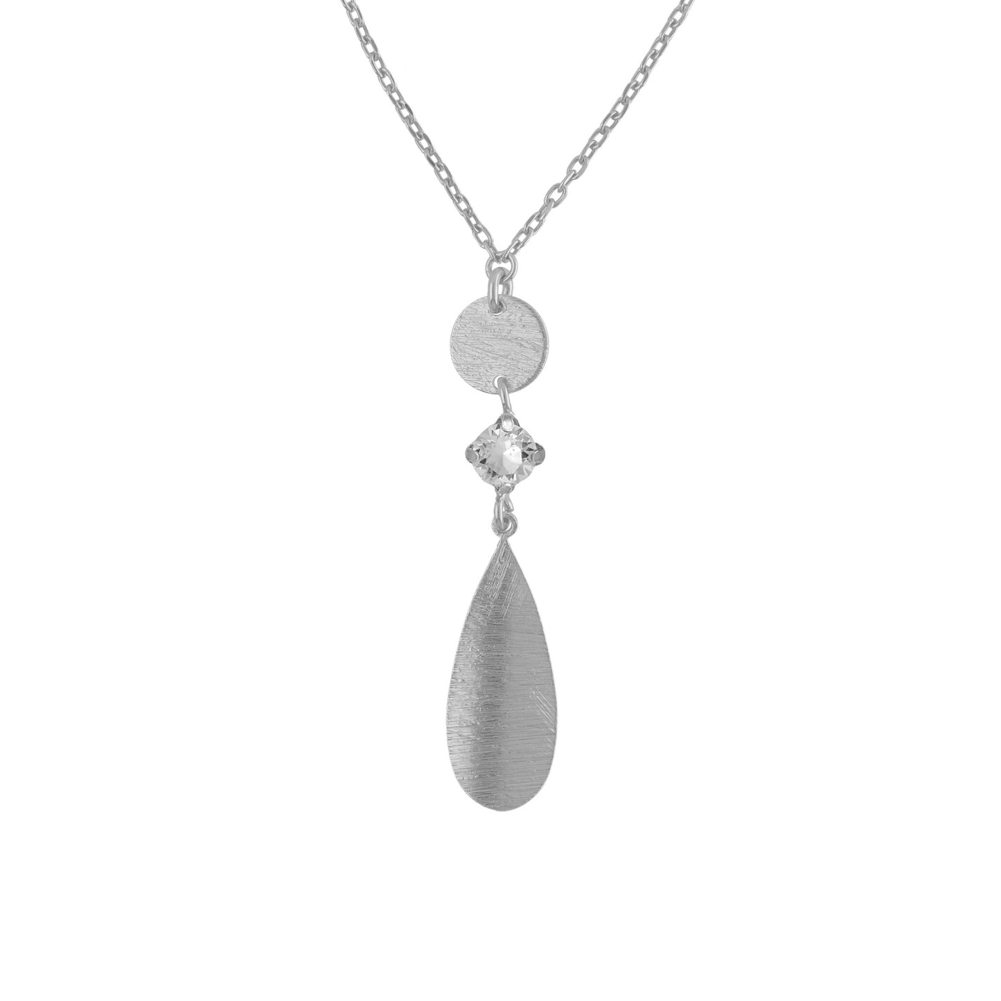 Rhodium plated Sterling Silver Long necklace white crystal from Noise