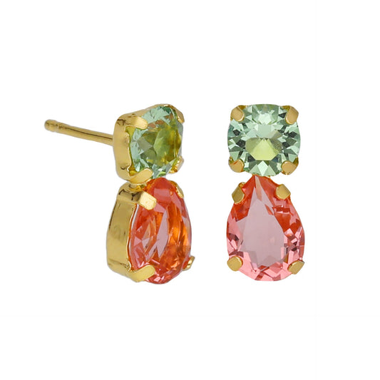 Gold plated Sterling Silver Short earrings orange crystal from Bay