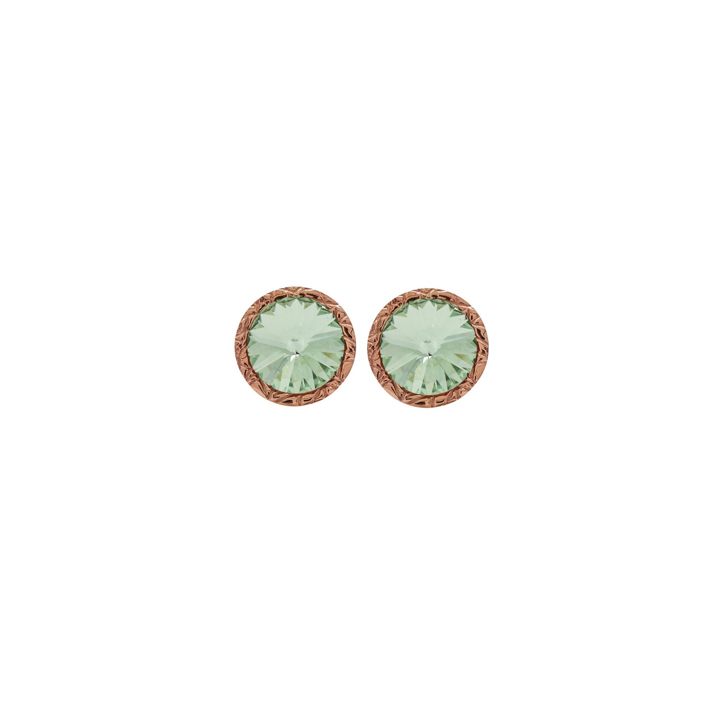 Rose Gold plated Sterling Silver Stud earrings circle crystal from Basic