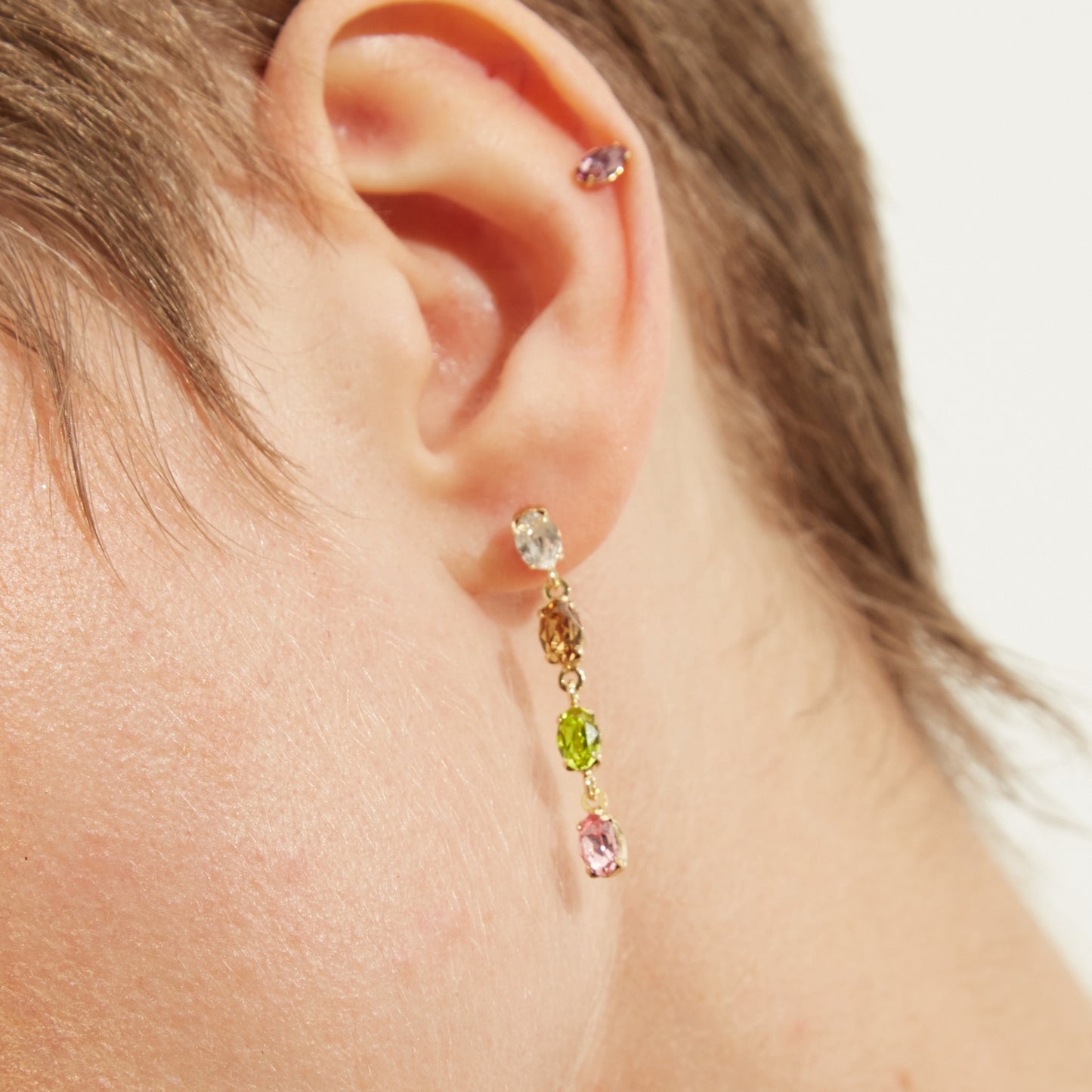 Sterling Silver Long earrings waterfall multicolor crystal from Alyssa