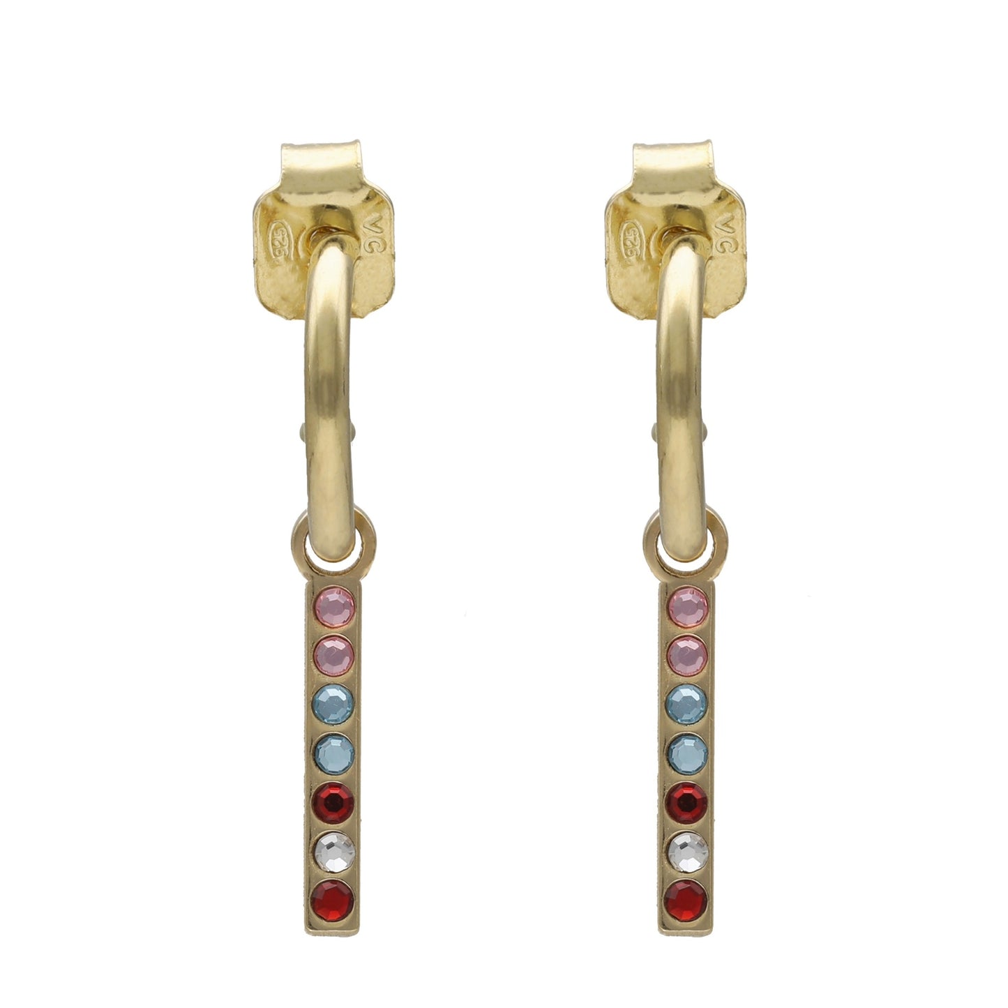 Sterling Silver Hoop earrings stick multicolor crystal from Charming