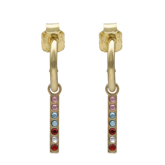 Sterling Silver Hoop earrings stick multicolor crystal from Charming