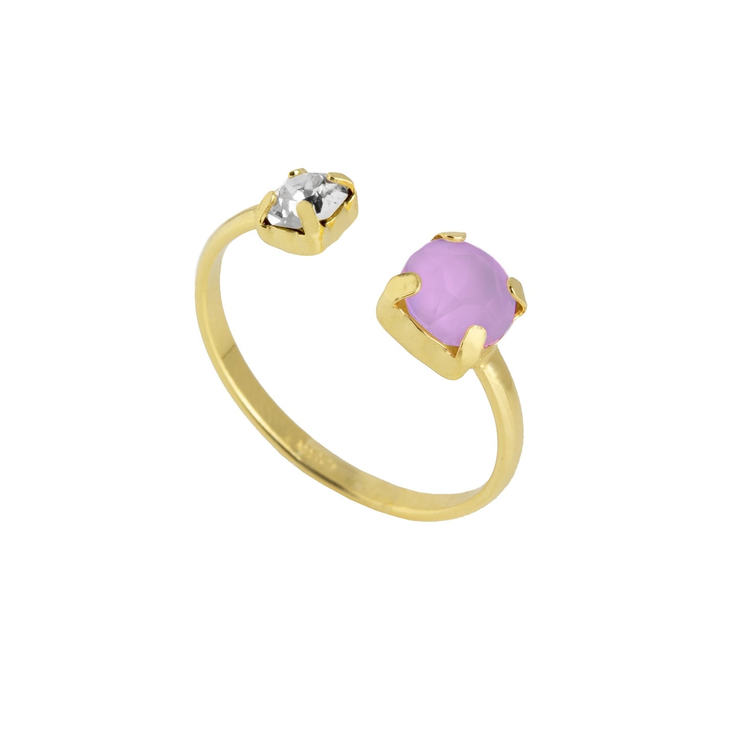 Gold plated Sterling Silver Adjustable ring crystal from Jasmine