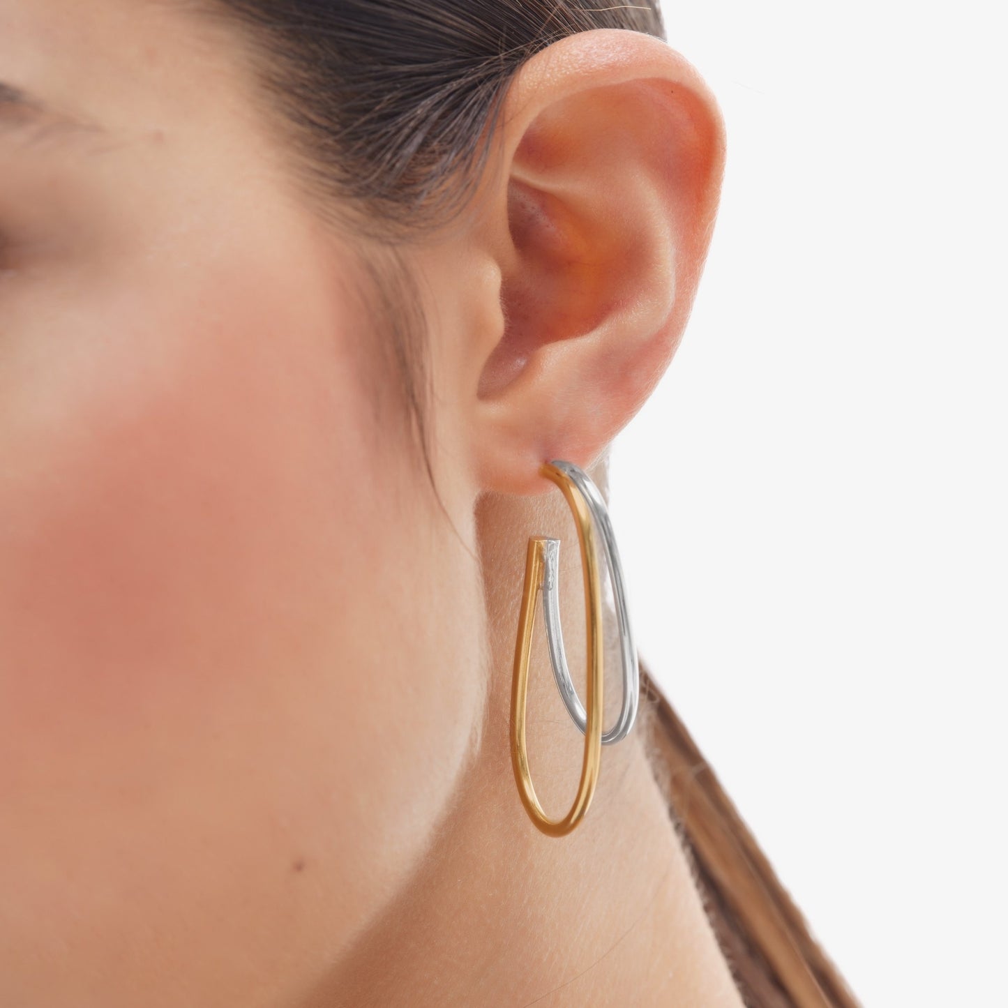 Rhodium and Gold plated Sterling Silver Hoop earrings drop from Copenhagen