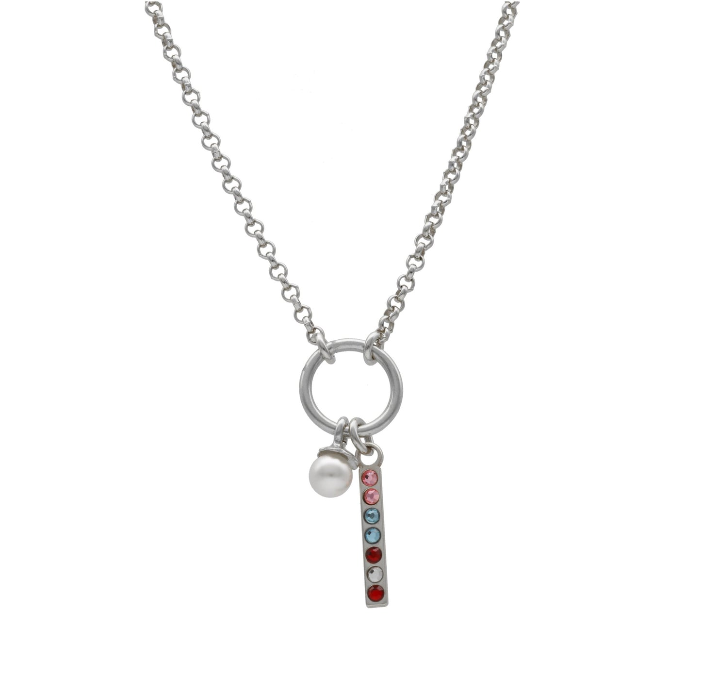 Collar corto cristal multicolor en Plata de Charming