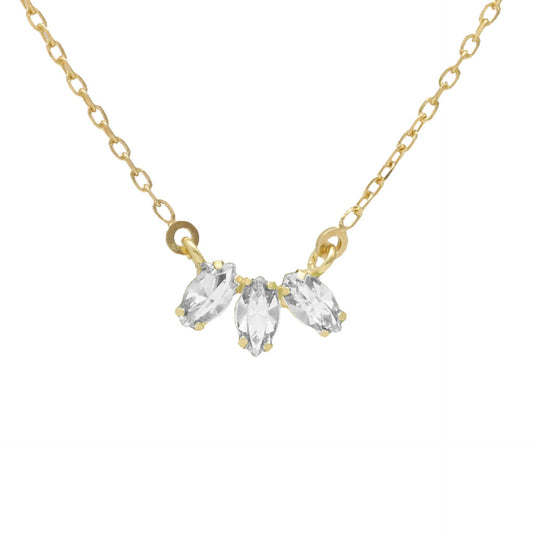 Gold plated Sterling Silver Short necklace leaf crystal from Las Estaciones