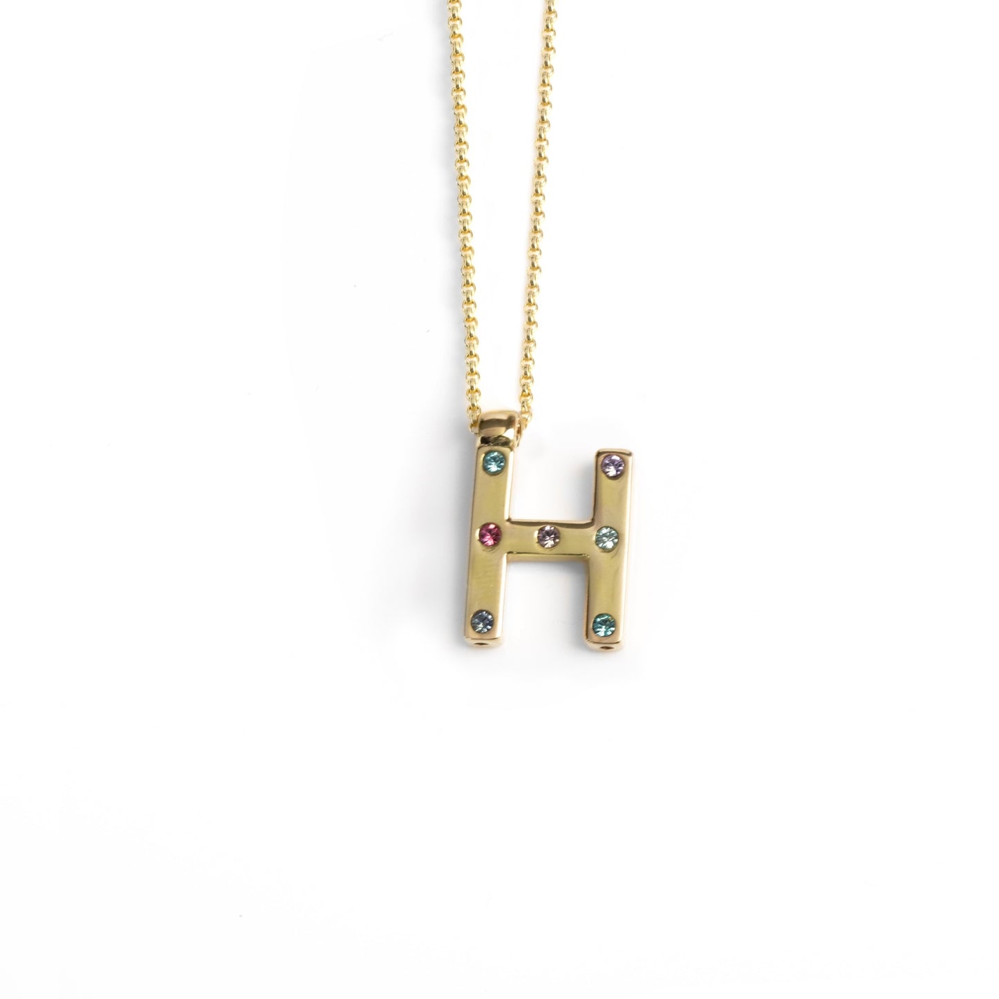 Gold plated Sterling Silver Short necklace letter multicolor crystal from Letter