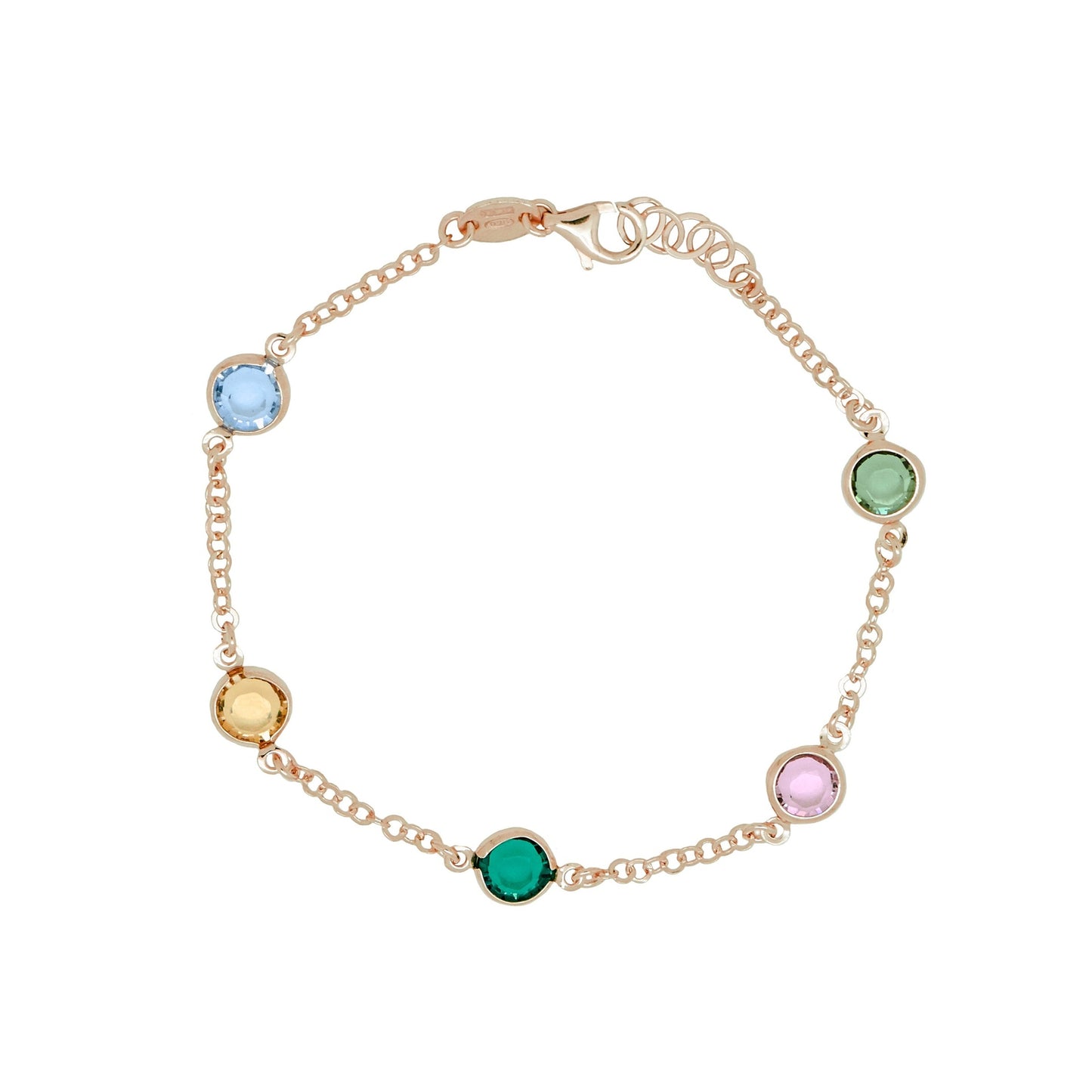 Pulsera círculo cristal multicolor en Plata de Basic