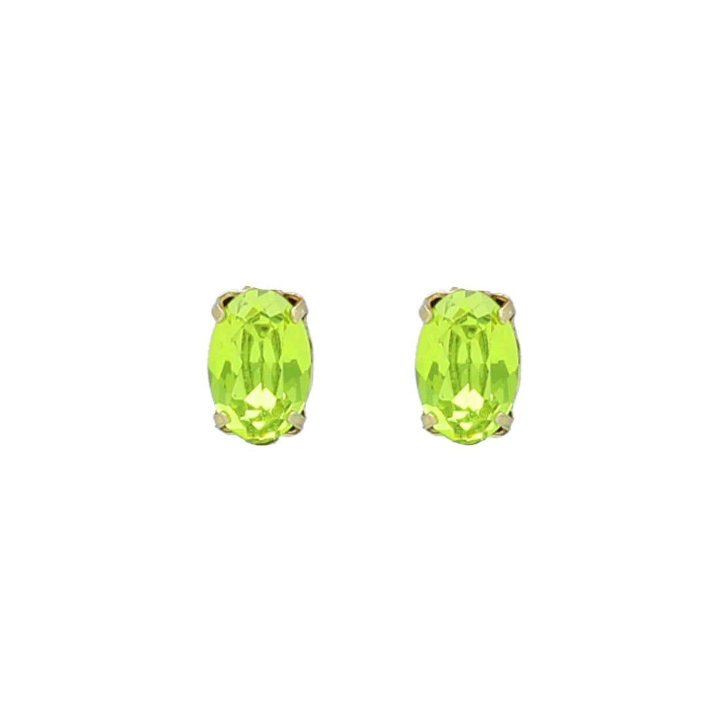 Pendientes botón oval cristal en Plata baño Oro de Gemma