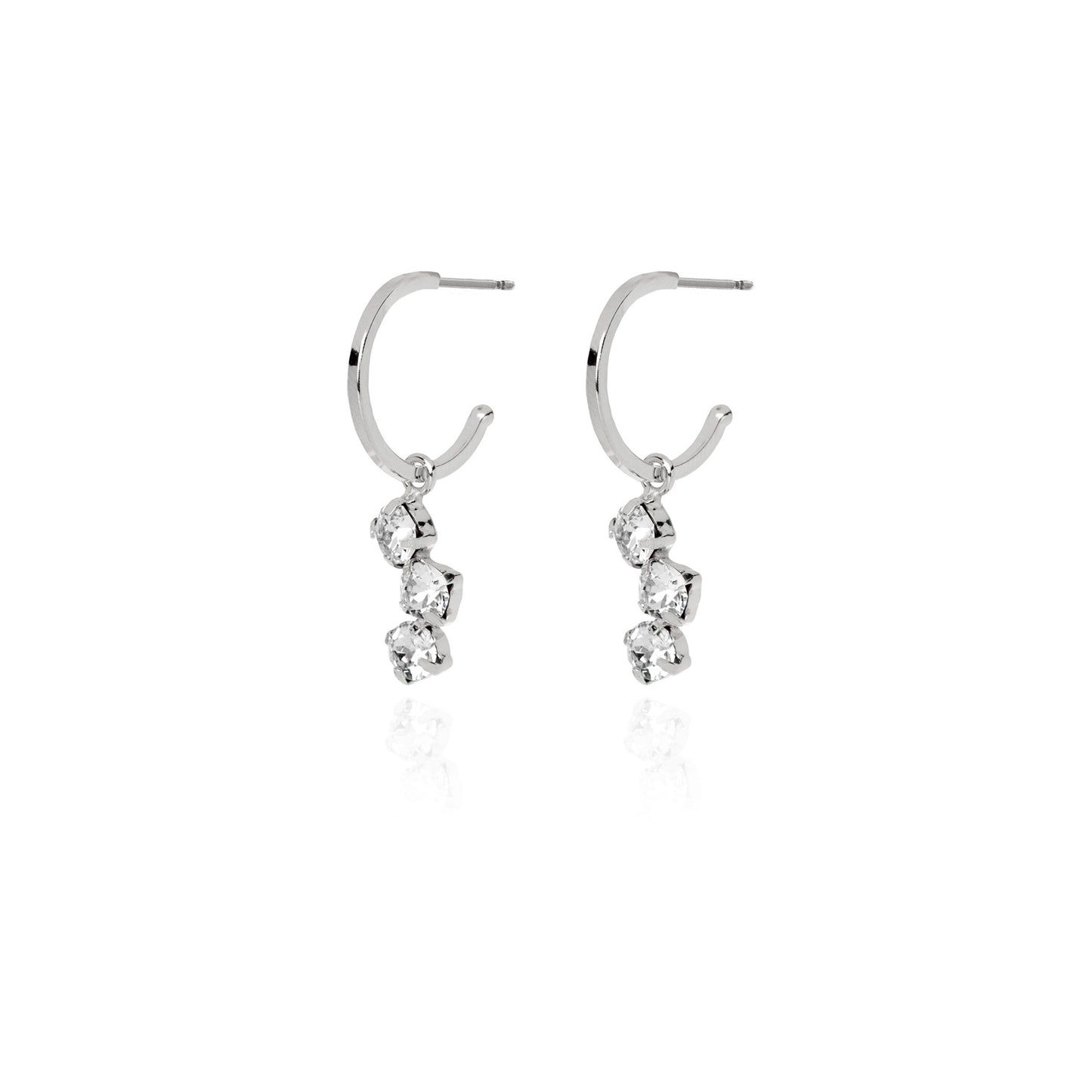 Pendientes aro cristal blanco en Plata de Caterina