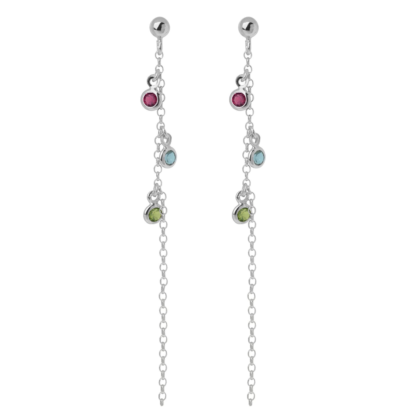 Pendientes largos cristal multicolor en Plata de Juliette